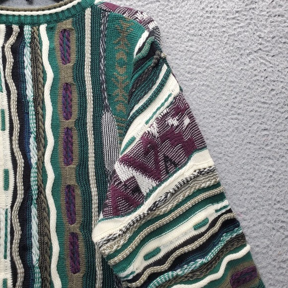 Le Tigre Sweater Mens L Multi Geometric 3D Knit Long Sleeve Crew Neck Pullover - Picture 12 of 12